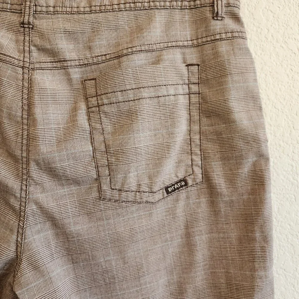 Prana Brown Plaid Lightweight Casual Chino Shorts Mens Outdoor Hiking 38 - Picture 5 of 12